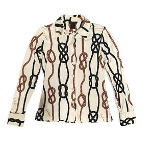 Pink Tartan Rope Chain Monogram Brand Print Button-Up Shirt